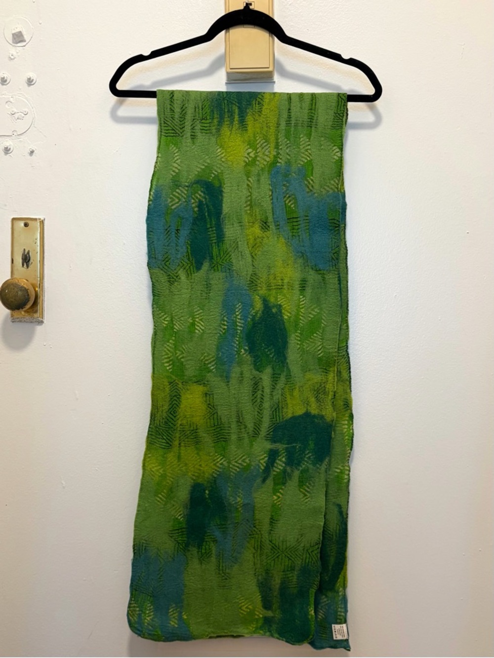 New handmade scarf wool/silk Green/turquoise